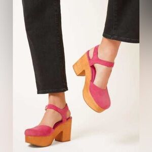 charlotte stone pink platform wooden strappy shoes size 12 women’s